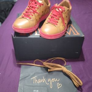 MCM Tan and Red Women's Sneakers